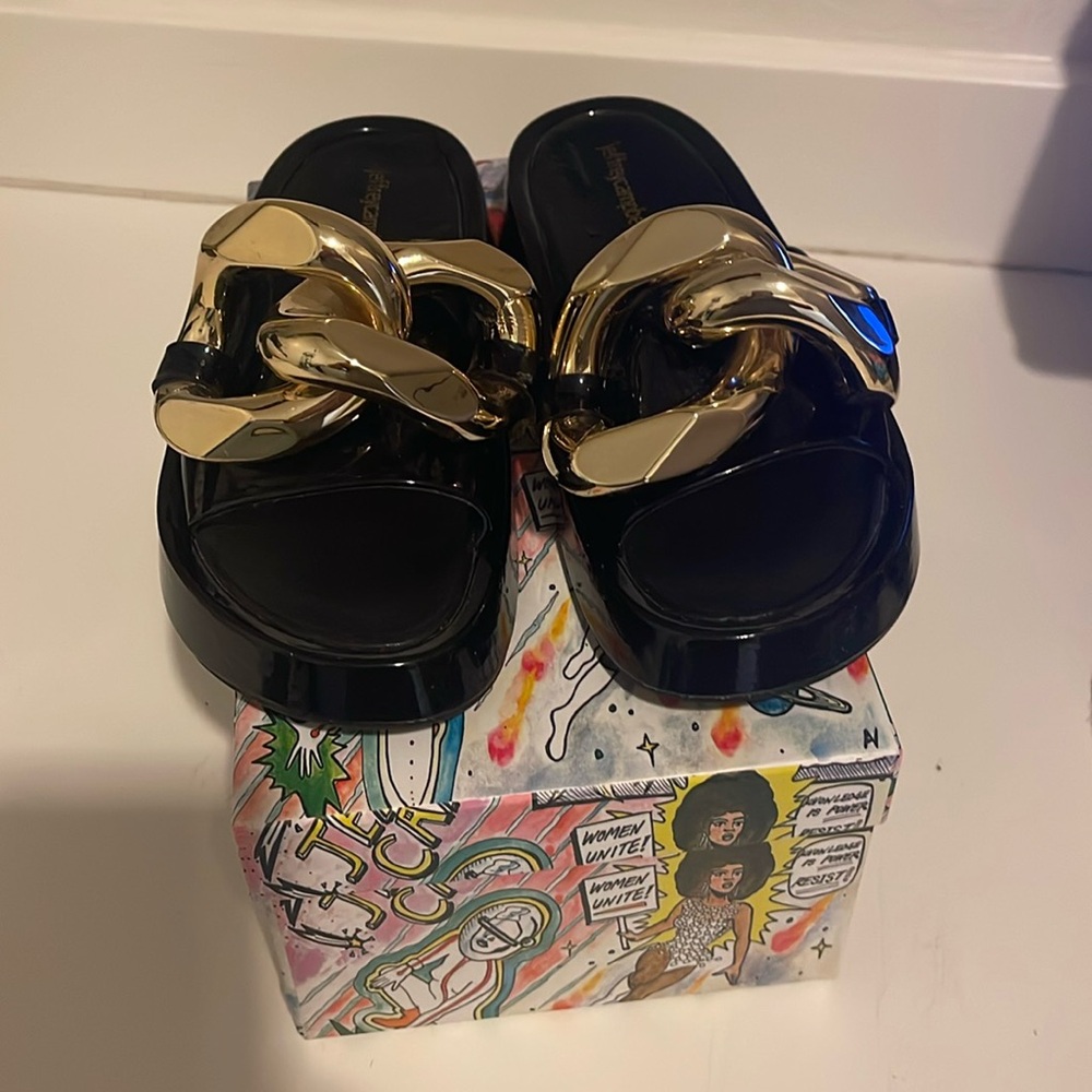 Jeffrey Campbell Epirus black patent sandals